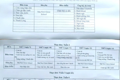 Thực đơn bán trú tháng 02 năm 2026